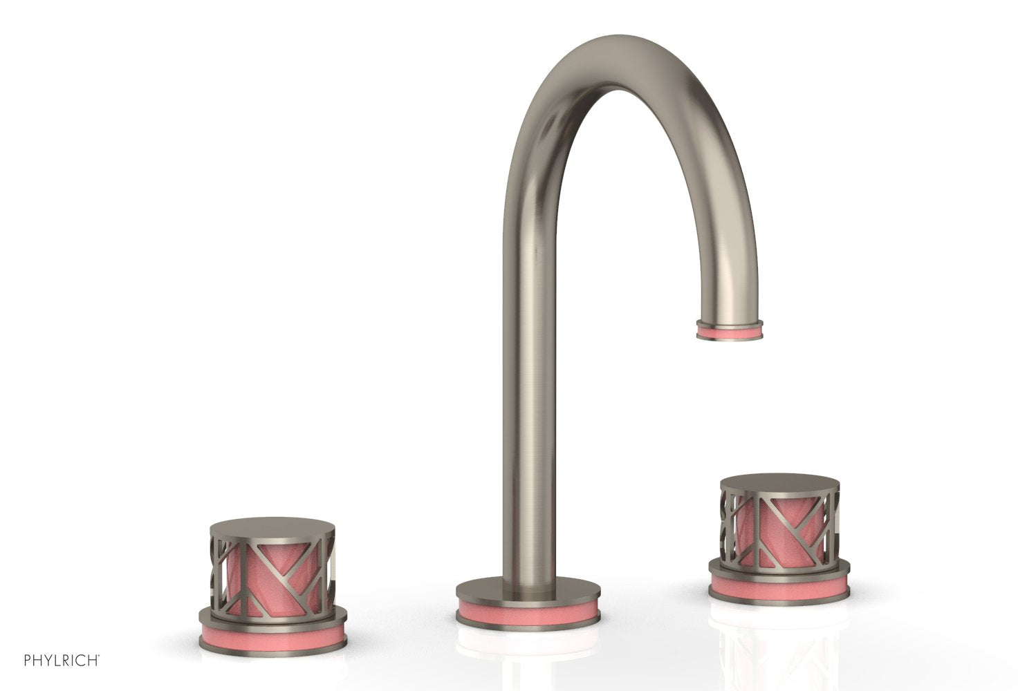 JOLIE Widespread Faucet - Round Handles with "Pink" Accents 222-01 — thumbnail 2