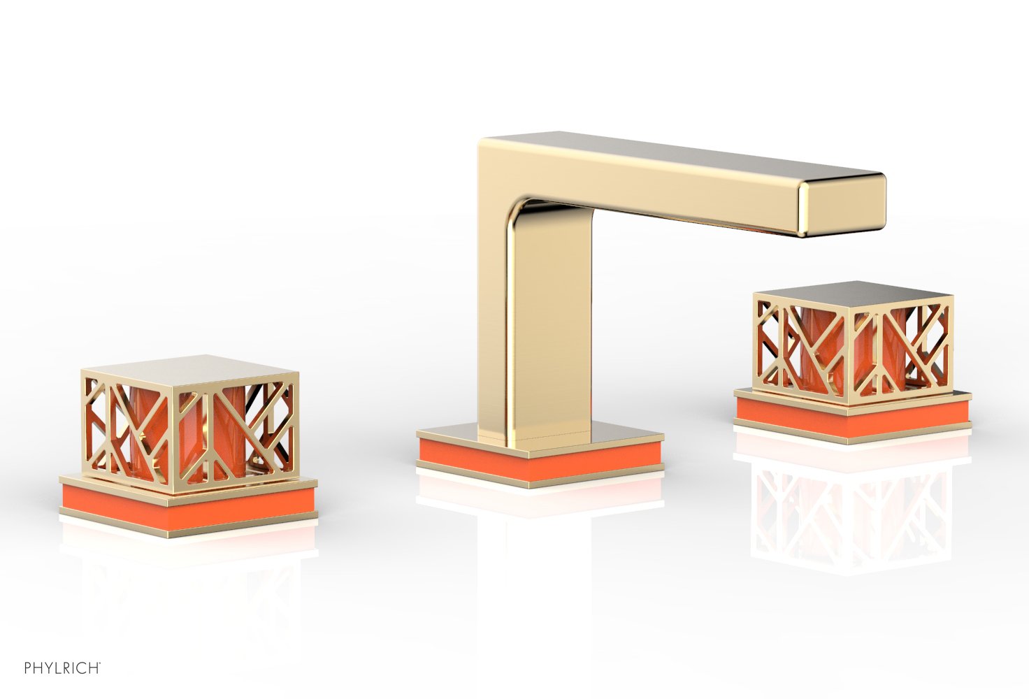 JOLIE Widespread Faucet - Square Handles with "Orange" Accents 222-02 — thumbnail 3