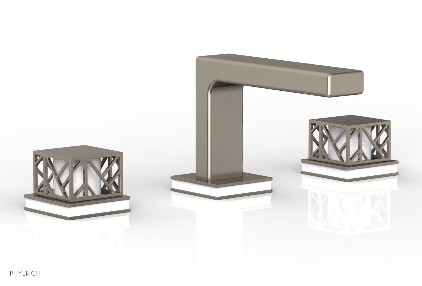 JOLIE Widespread Faucet - Square Handles with "Gloss White" Accents 222-02 — thumbnail 2