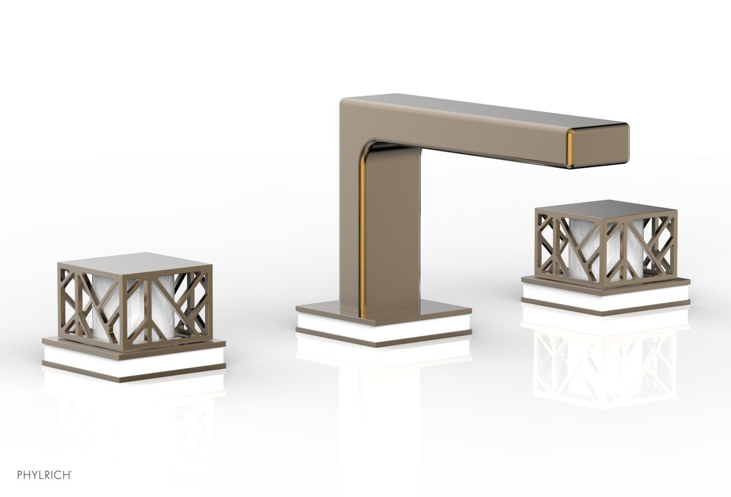 JOLIE Widespread Faucet - Square Handles with "Gloss White" Accents 222-02 — thumbnail 3