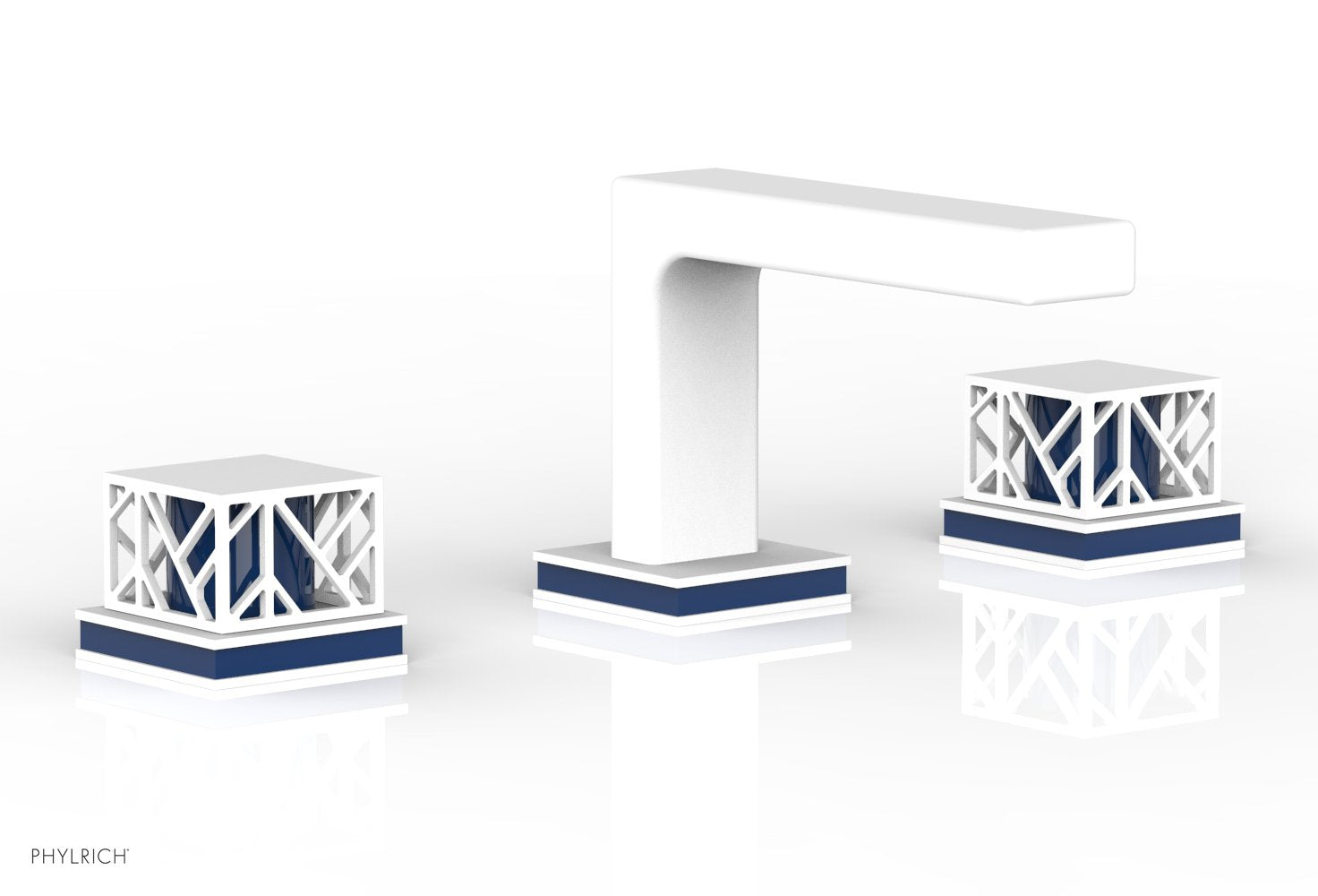 JOLIE Widespread Faucet - Square Handles with "Navy Blue" Accents 222-02 — thumbnail 2