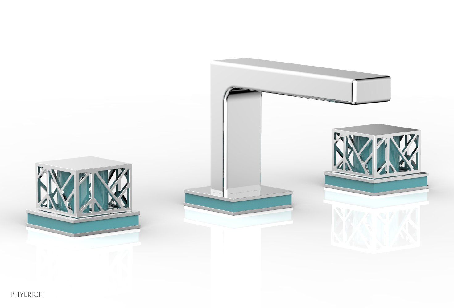 JOLIE Widespread Faucet - Square Handles with "Turquoise" Accents 222-02 — image 1