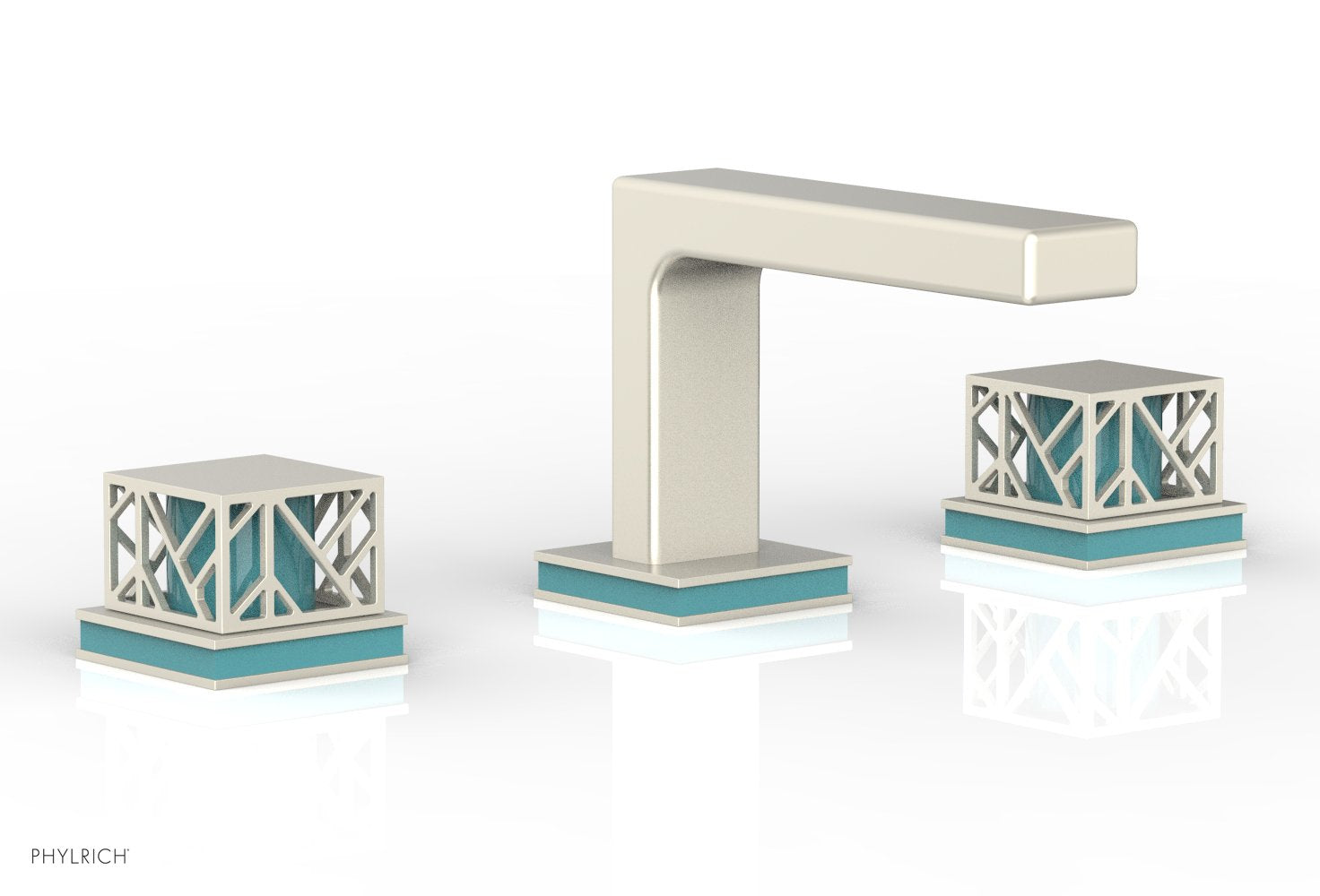 JOLIE Widespread Faucet - Square Handles with "Turquoise" Accents 222-02 — thumbnail 3