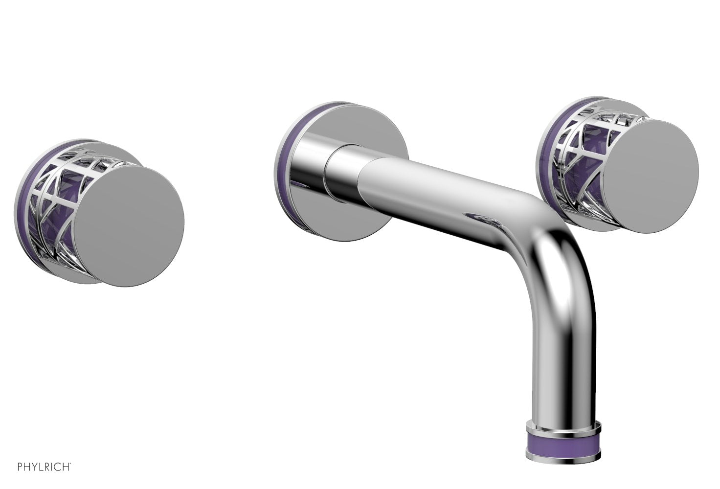 JOLIE Wall Lavatory Set - Round Handles with "Purple" Accents 222-11 — thumbnail 2