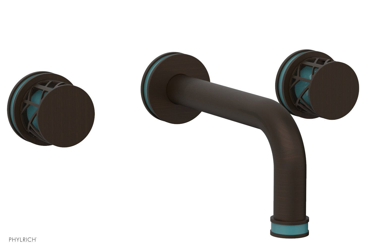 JOLIE Wall Lavatory Set - Round Handles with "Turquoise" Accents 222-11 — image 1