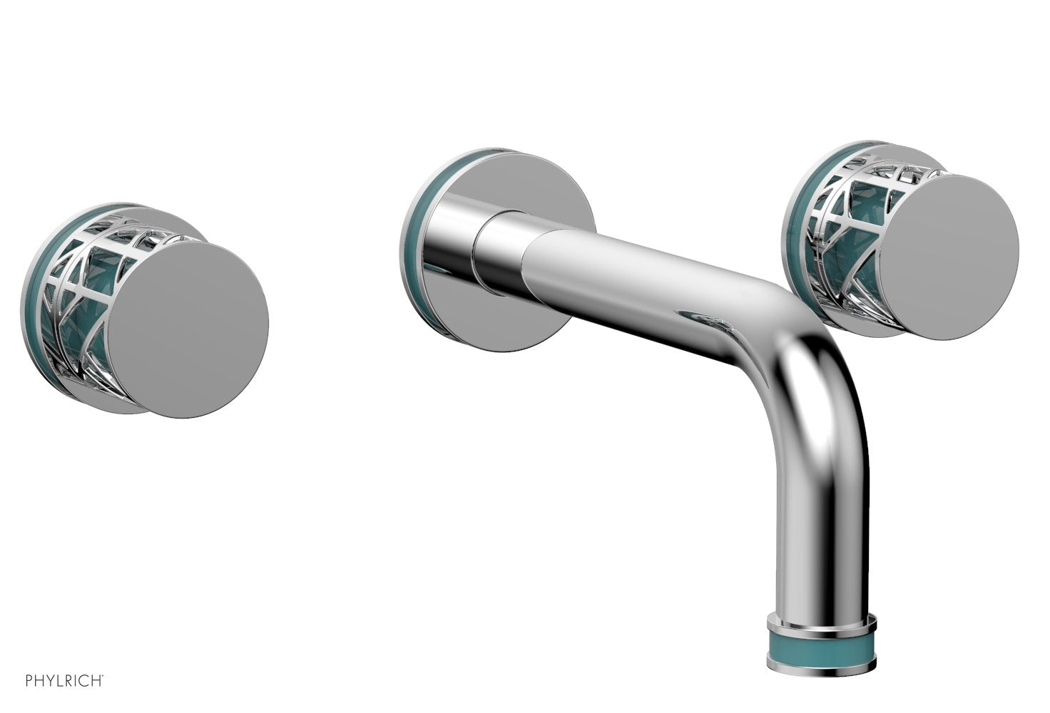 JOLIE Wall Lavatory Set - Round Handles with "Turquoise" Accents 222-11 — thumbnail 2