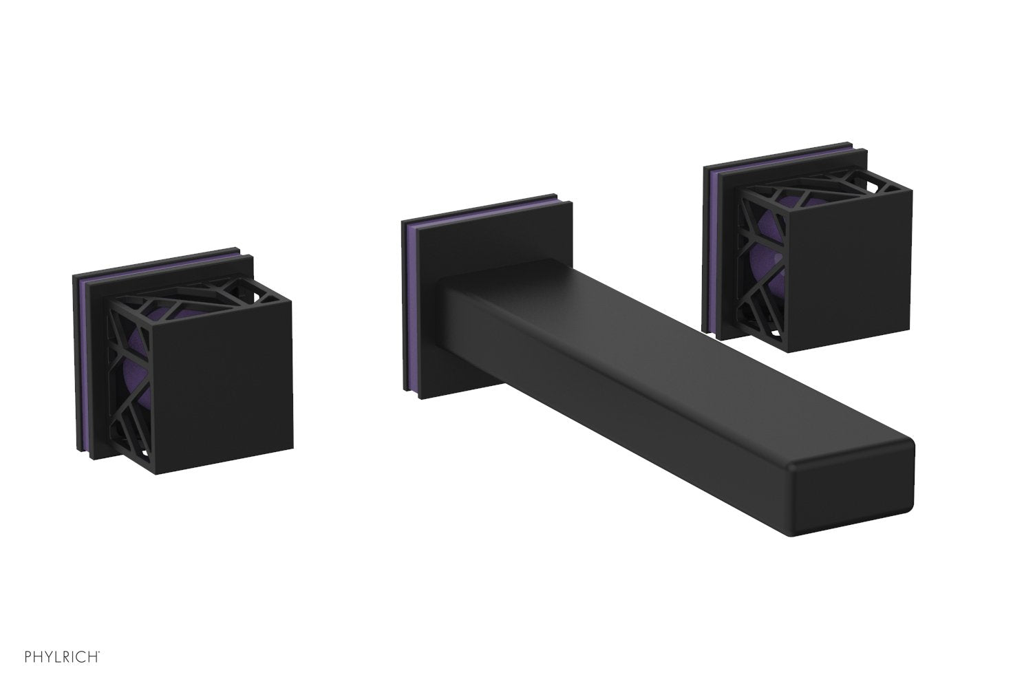 JOLIE Wall Lavatory Set - Square Handles with "Purple" Accents 222-12 — image 1