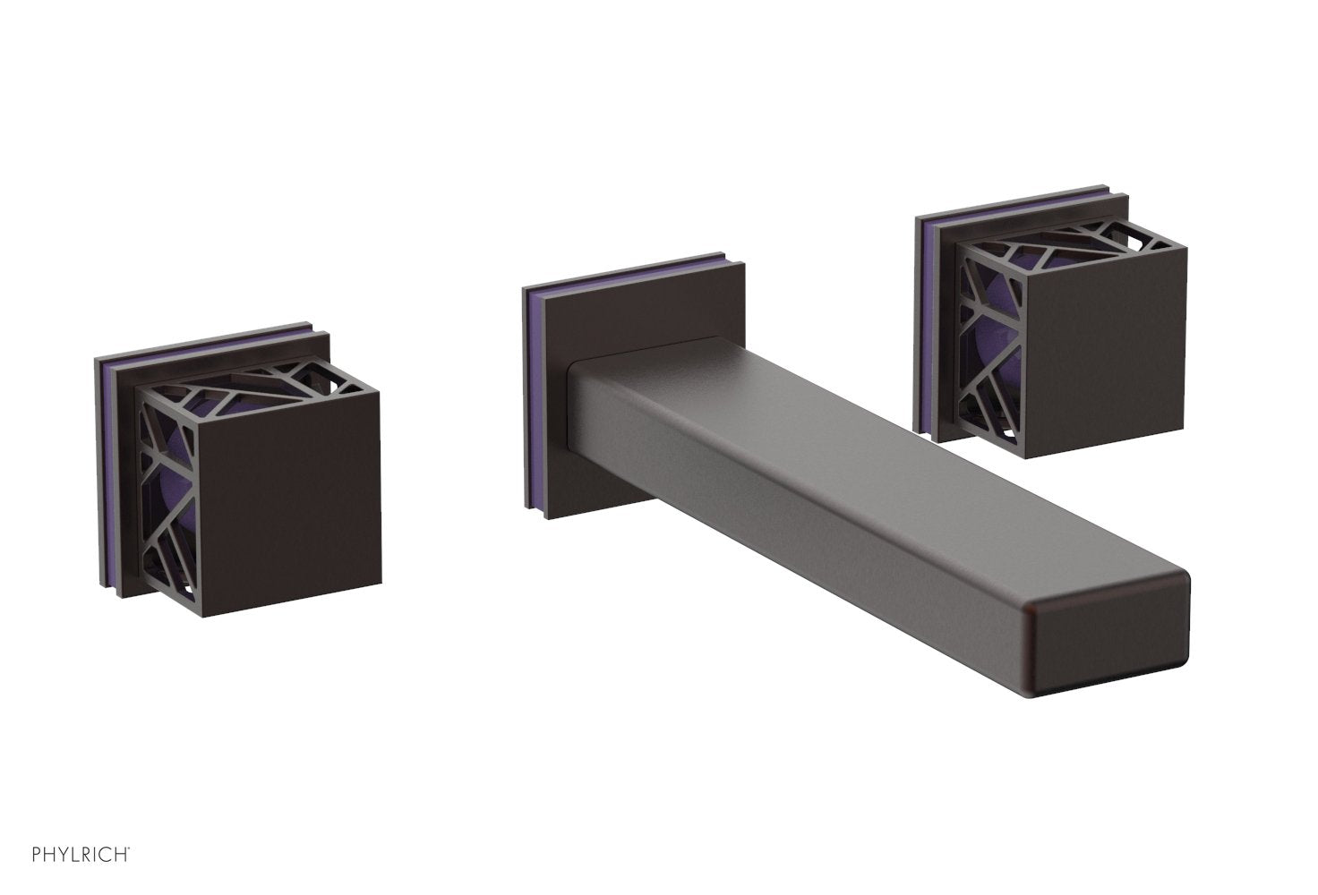 JOLIE Wall Lavatory Set - Square Handles with "Purple" Accents 222-12 — image 1
