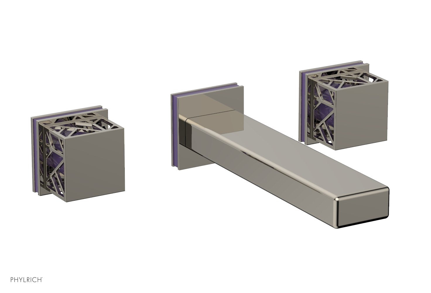 JOLIE Wall Lavatory Set - Square Handles with "Purple" Accents 222-12 — thumbnail 3