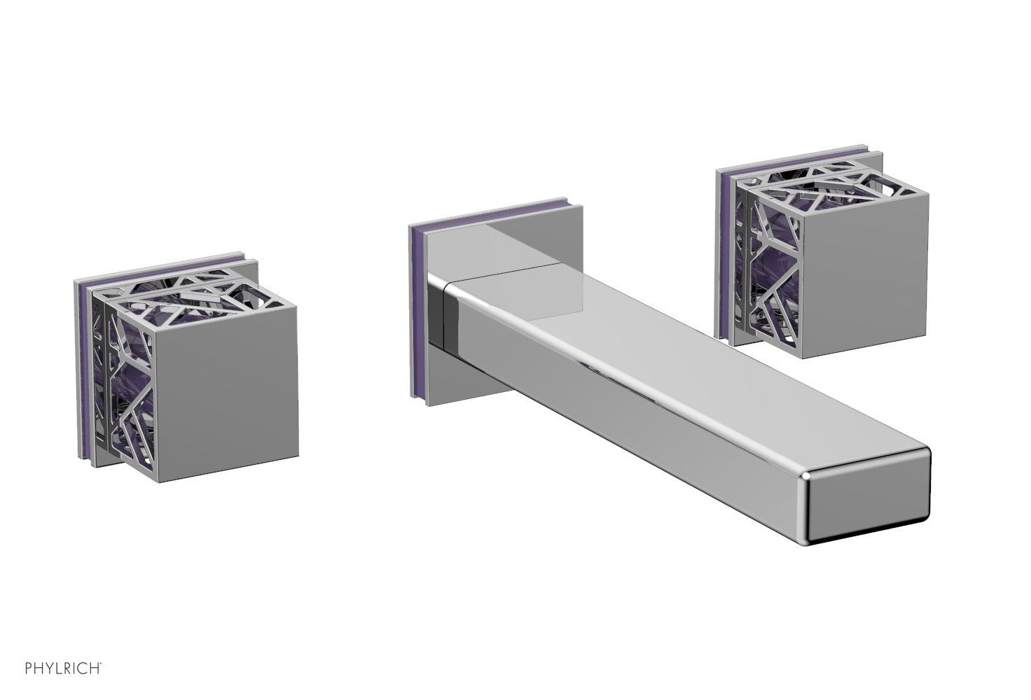 JOLIE Wall Lavatory Set - Square Handles with "Purple" Accents 222-12 — image 1