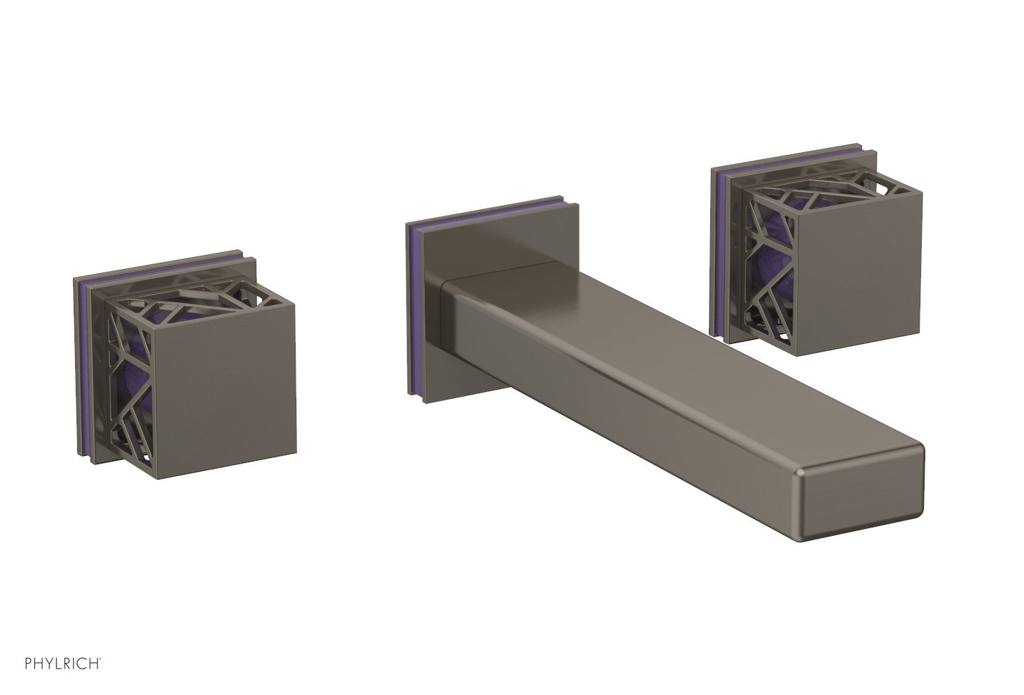 JOLIE Wall Lavatory Set - Square Handles with "Purple" Accents 222-12 — image 1