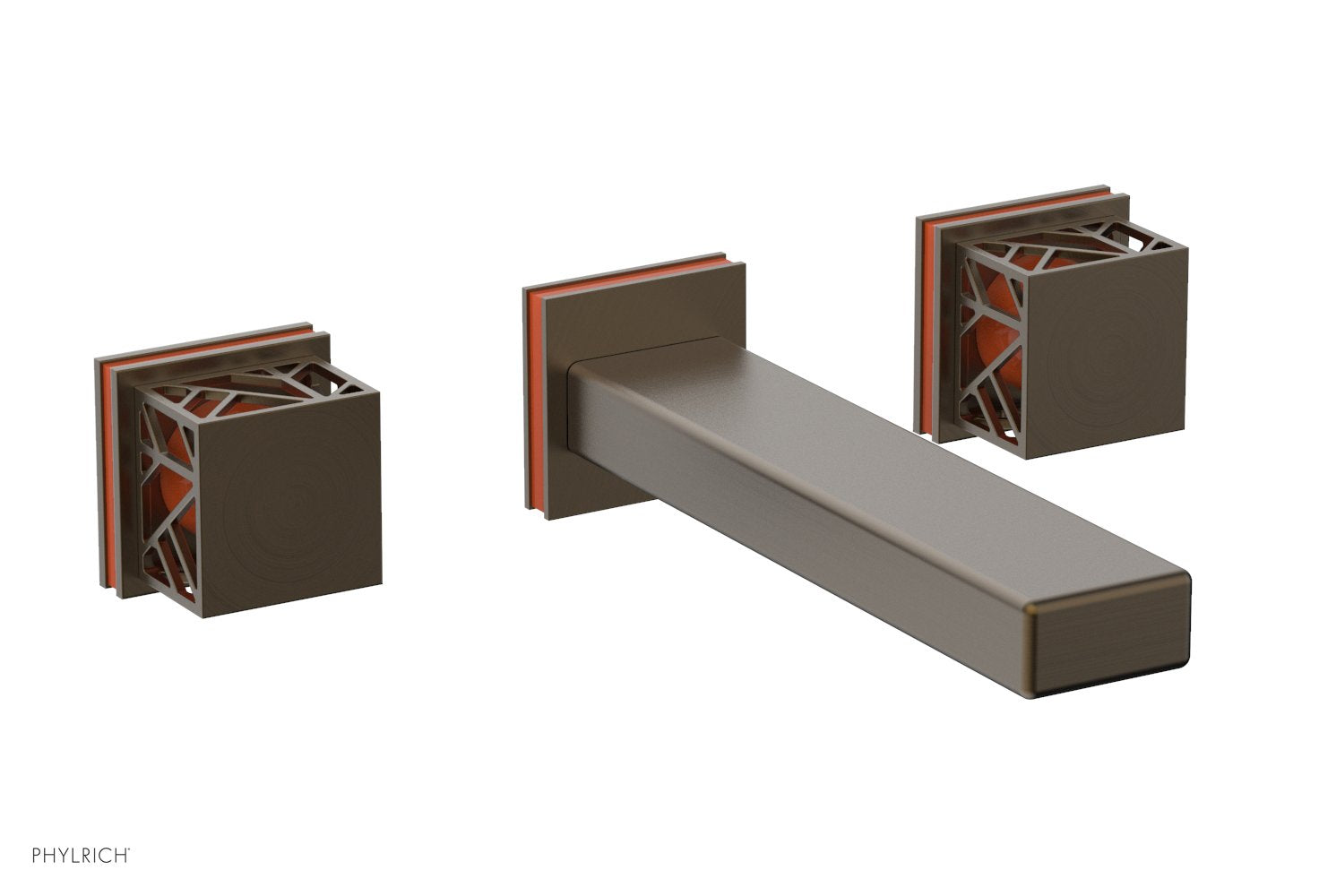 JOLIE Wall Lavatory Set - Square Handles with "Orange" Accents 222-12 — thumbnail 2