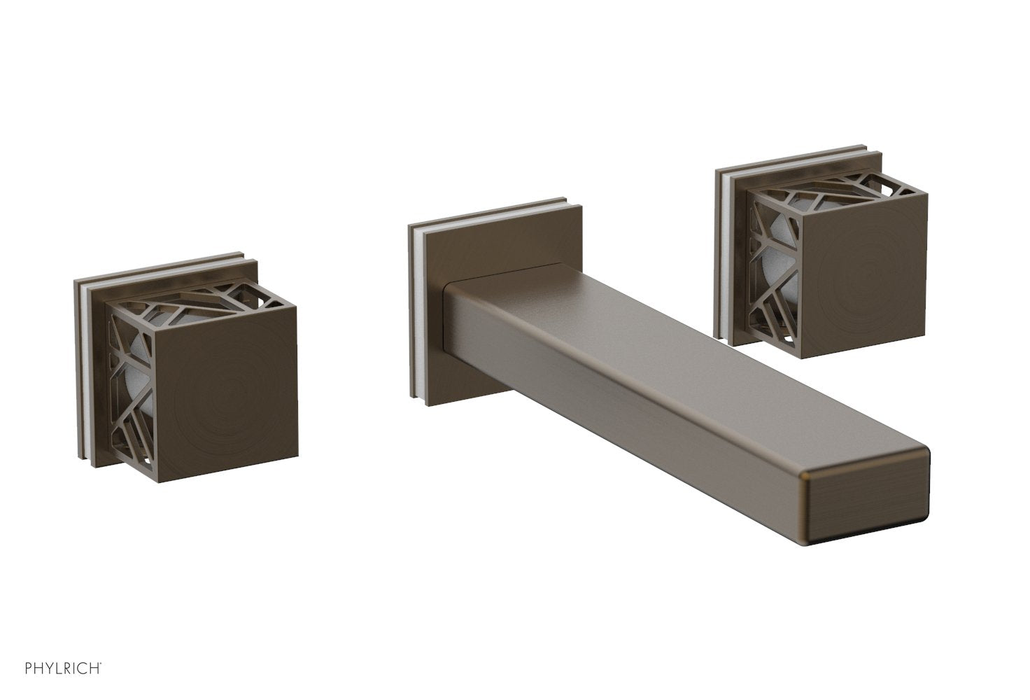 JOLIE Wall Lavatory Set - Square Handles with "White" Accents 222-12 — thumbnail 2