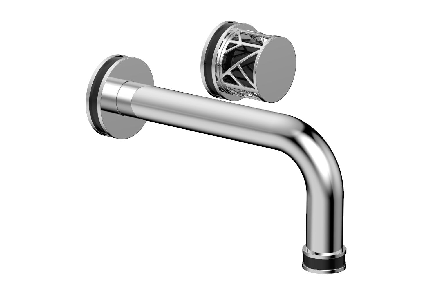 JOLIE Single Handle Wall Lavatory Set - Round Handle "Black" Accents 222-15 — thumbnail 2