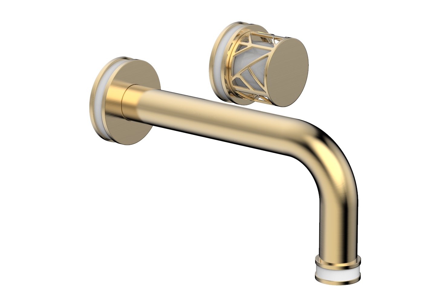 JOLIE Single Handle Wall Lavatory Set - Round Handle "White" Accents 222-15 — thumbnail 2