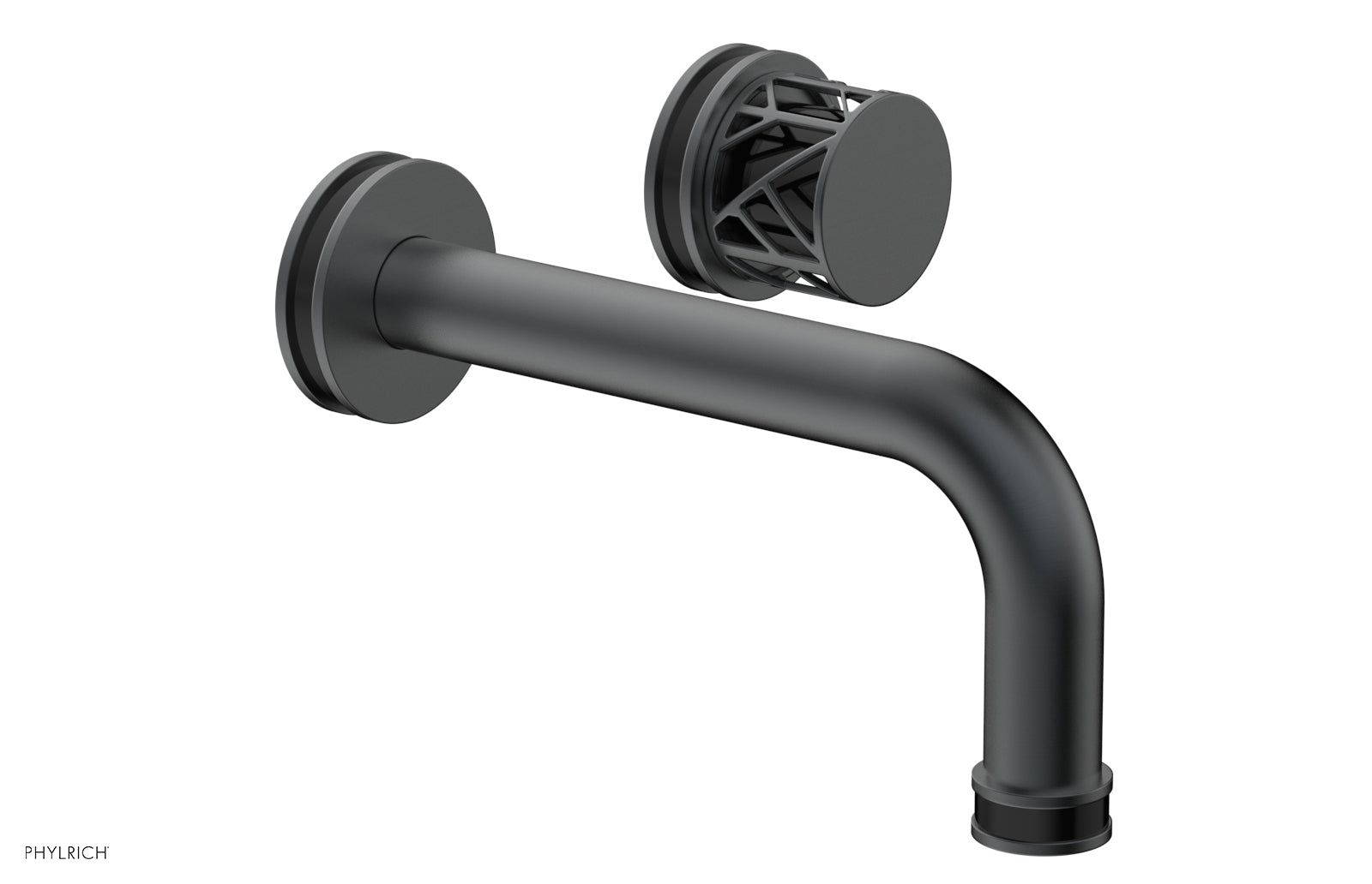 JOLIE Single Handle Wall Lavatory Set - Round Handle "Black" Accents 222-15