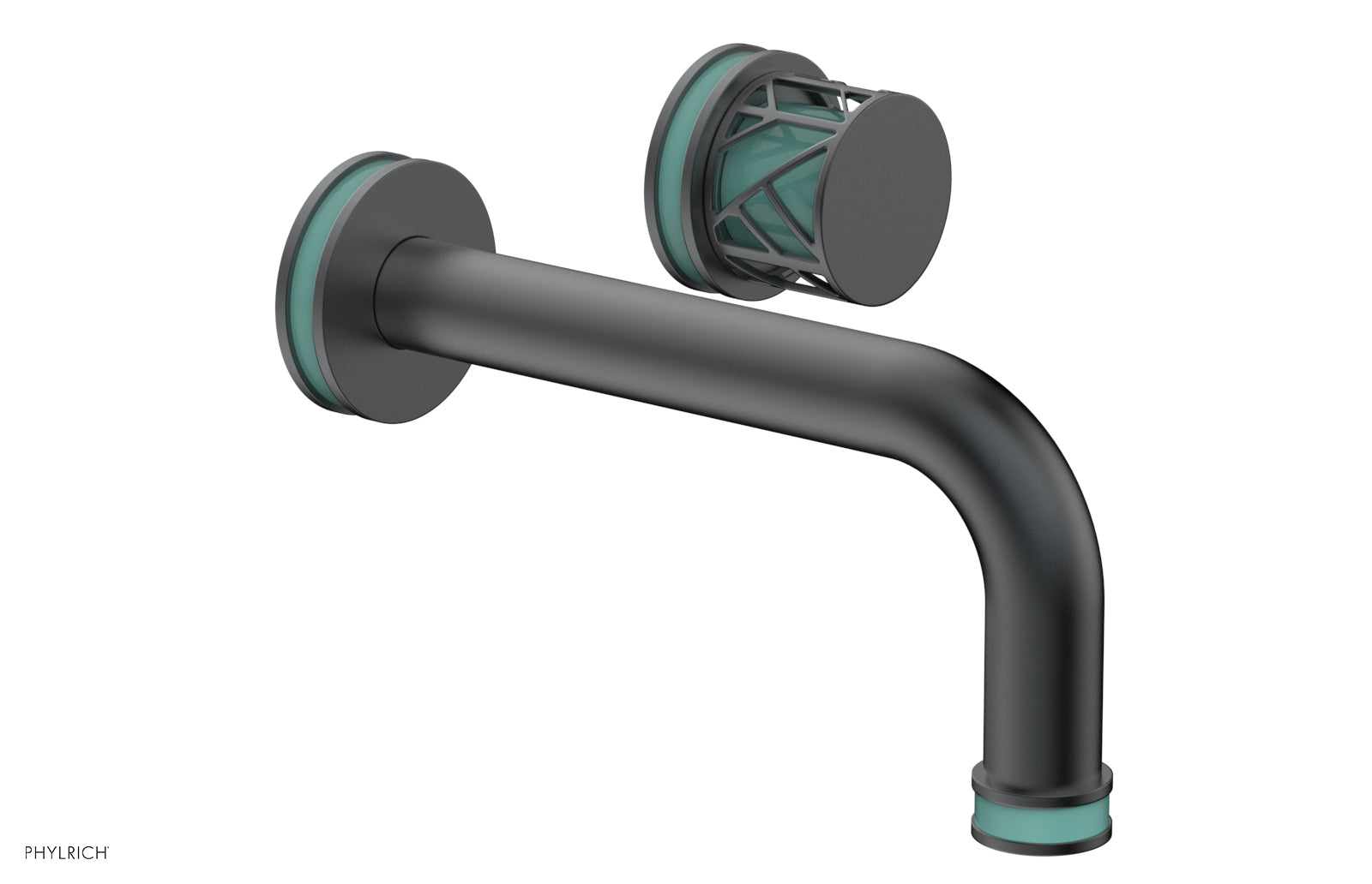 JOLIE Single Handle Wall Lavatory Set - Round Handle "Turquoise" Accents 222-15 — image 1