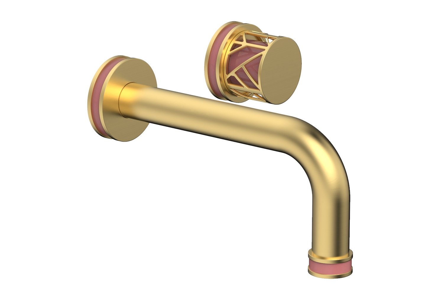 JOLIE Single Handle Wall Lavatory Set - Round Handle "Pink" Accents 222-15 — image 1