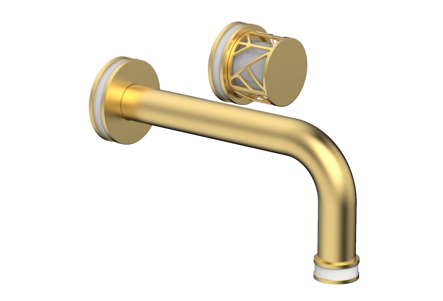 JOLIE Single Handle Wall Lavatory Set - Round Handle "White" Accents 222-15 — image 1