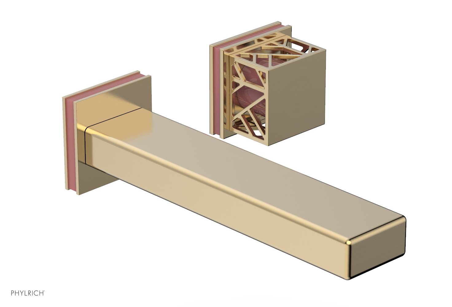 JOLIE Single Handle Wall Lavatory Set - Square Handle "Pink" Accents 222-16 — image 1