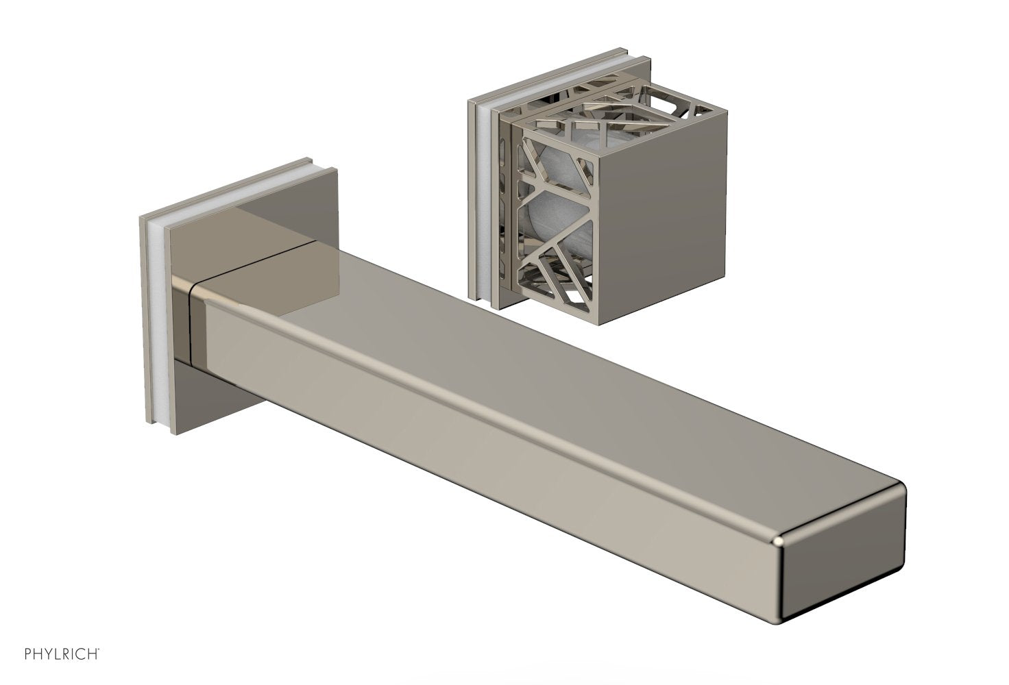 JOLIE Single Handle Wall Lavatory Set - Square Handle "White" Accents 222-16 — image 1