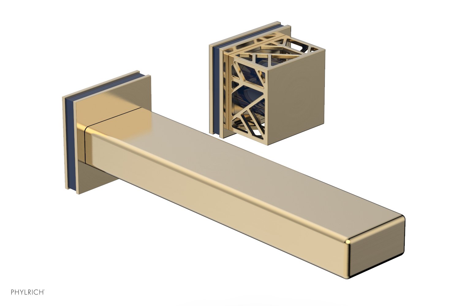 JOLIE Single Handle Wall Lavatory Set - Square Handle "Navy Blue" Accents 222-16 — thumbnail 3