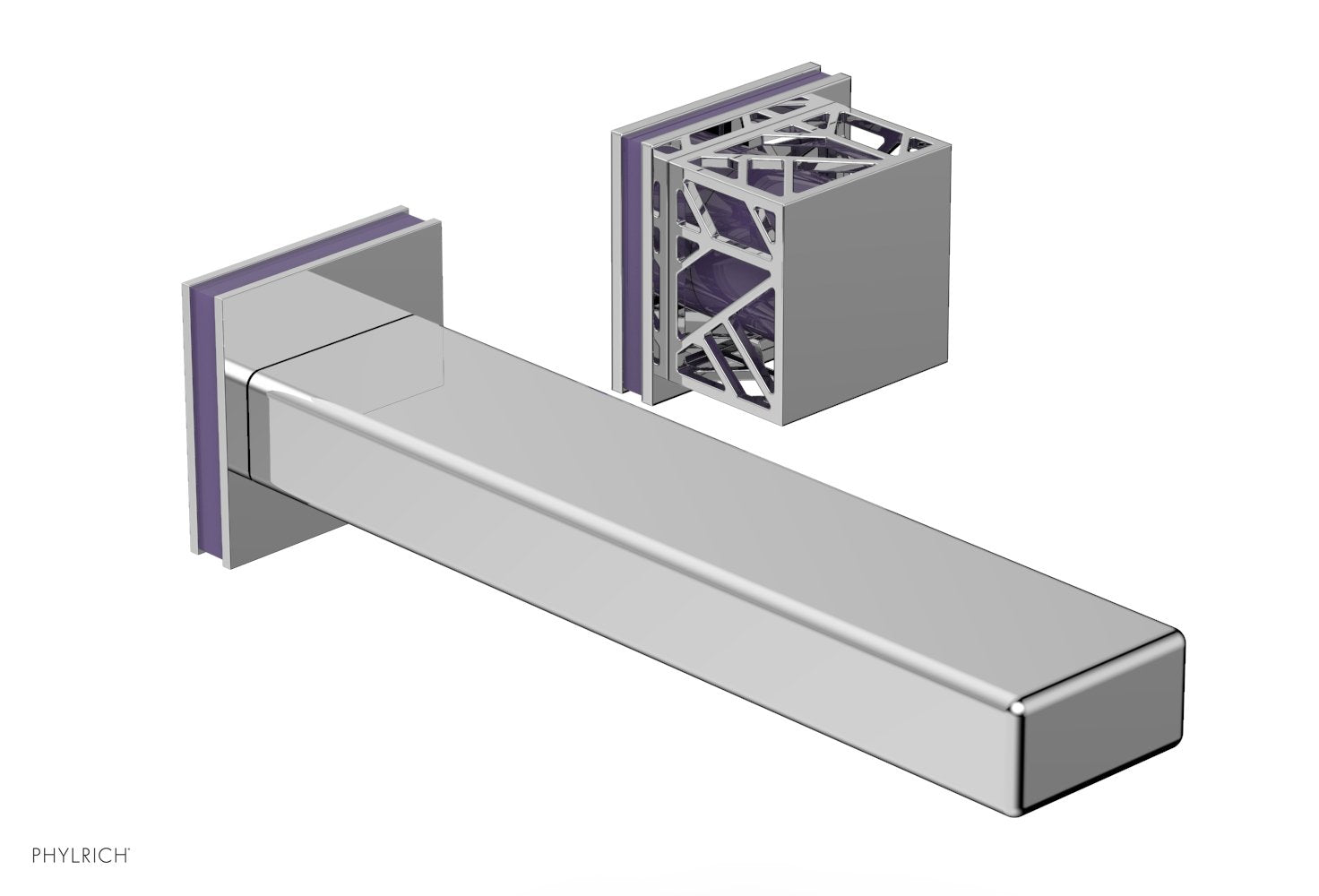 JOLIE Single Handle Wall Lavatory Set - Square Handle "Purple" Accents 222-16 — thumbnail 2