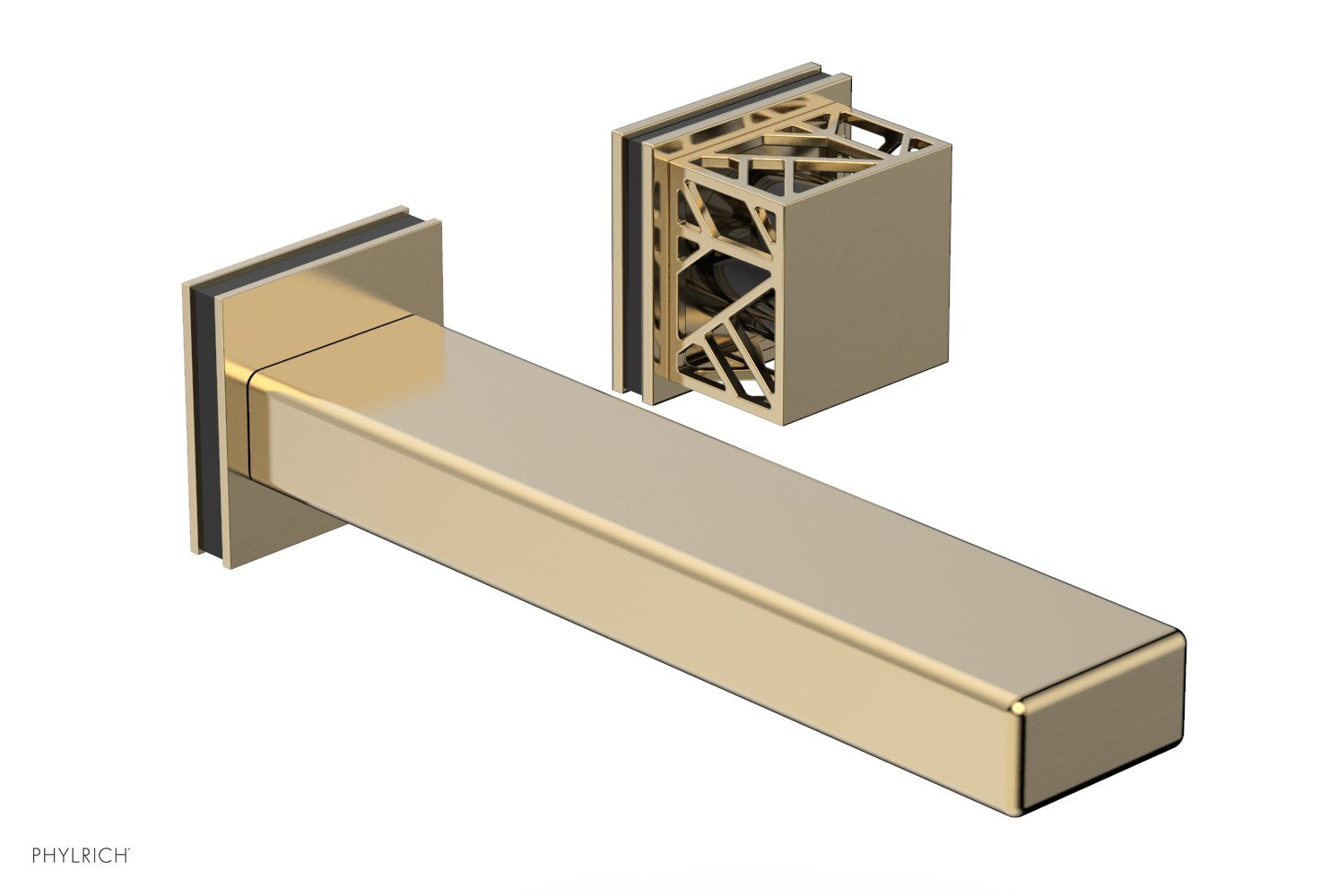 JOLIE Single Handle Wall Lavatory Set - Square Handle "Black" Accents 222-16 — thumbnail 3