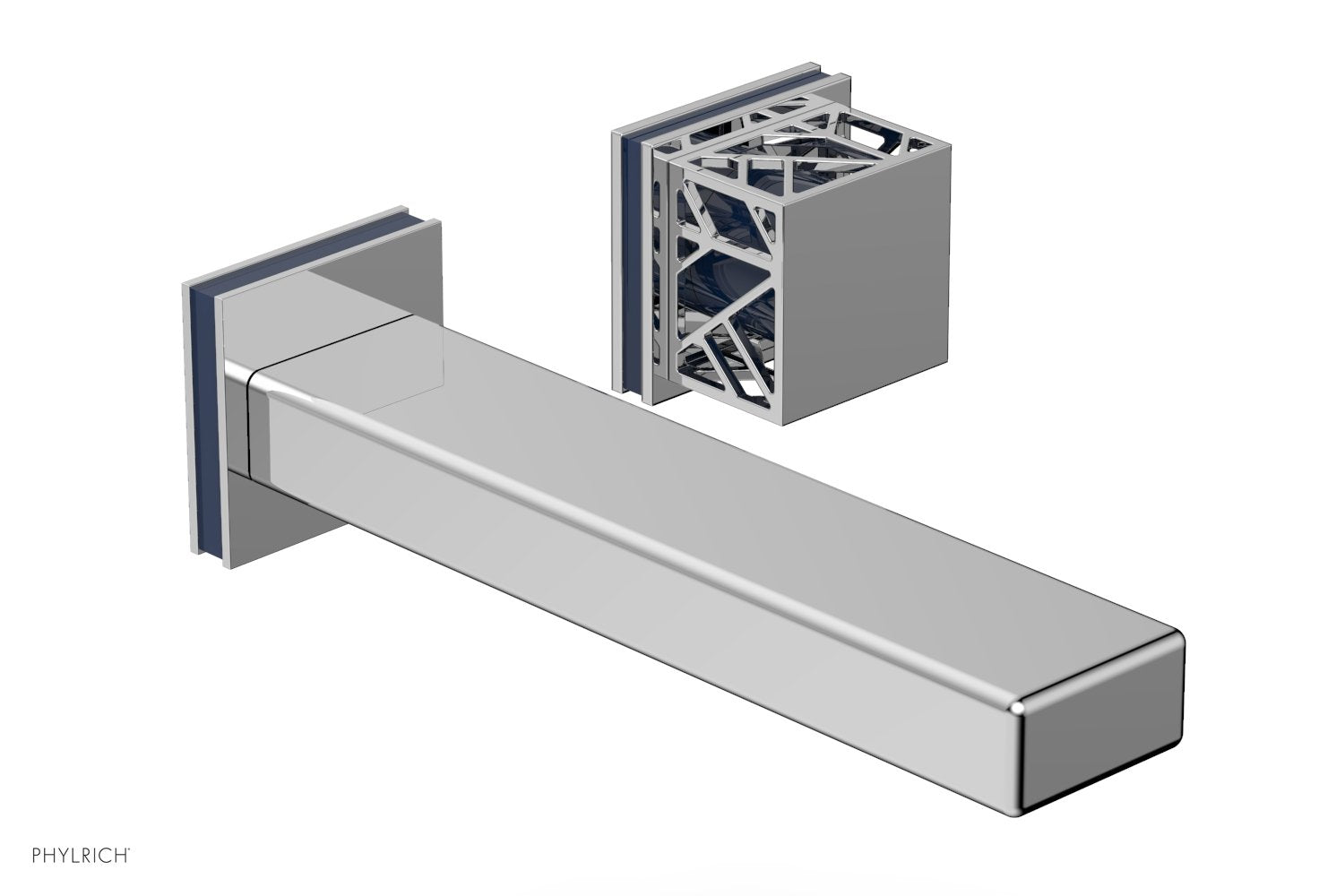 JOLIE Single Handle Wall Lavatory Set - Square Handle "Navy Blue" Accents 222-16 — thumbnail 2