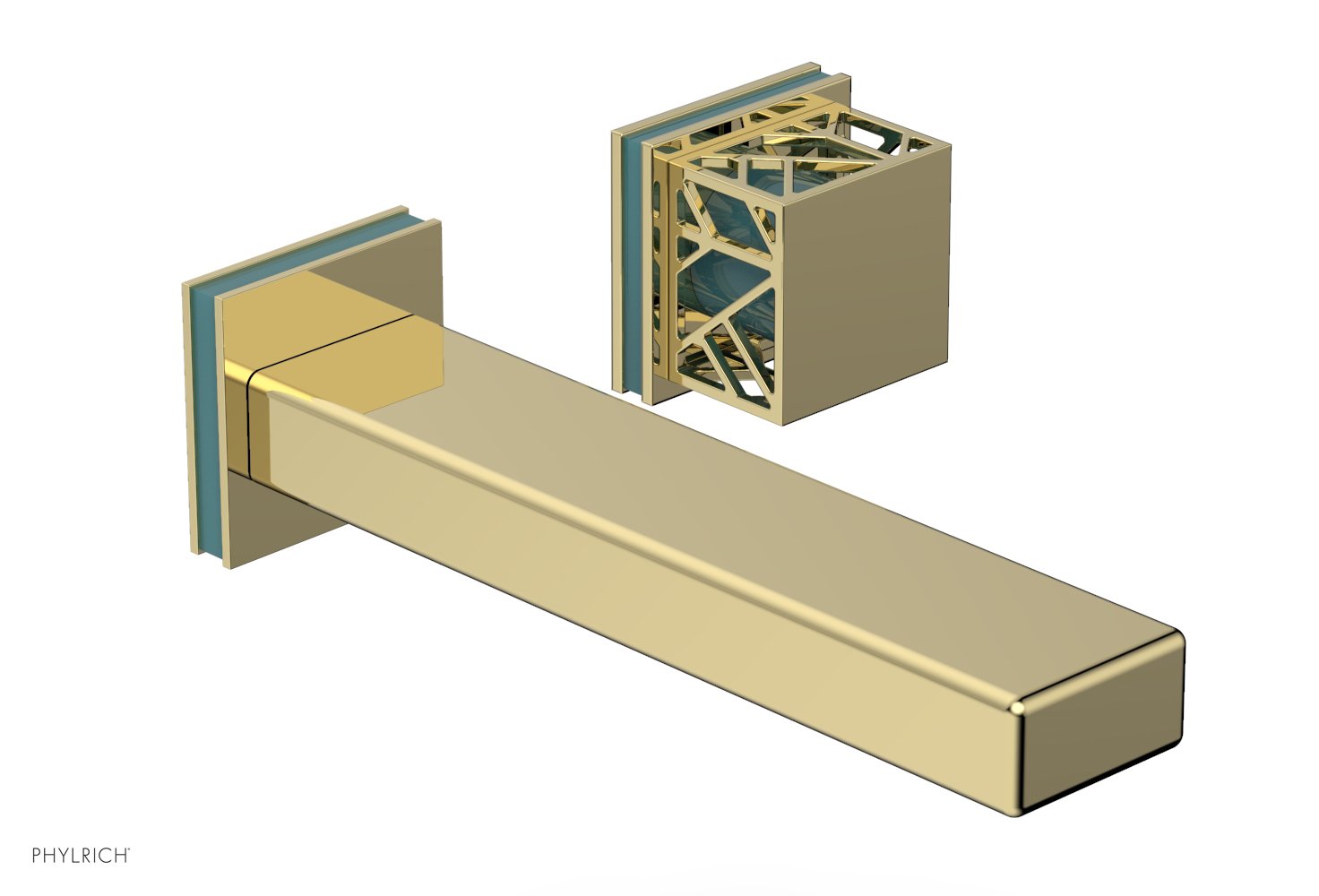 JOLIE Single Handle Wall Lavatory Set - Square Handle "Turquoise" Accents 222-16 — image 1