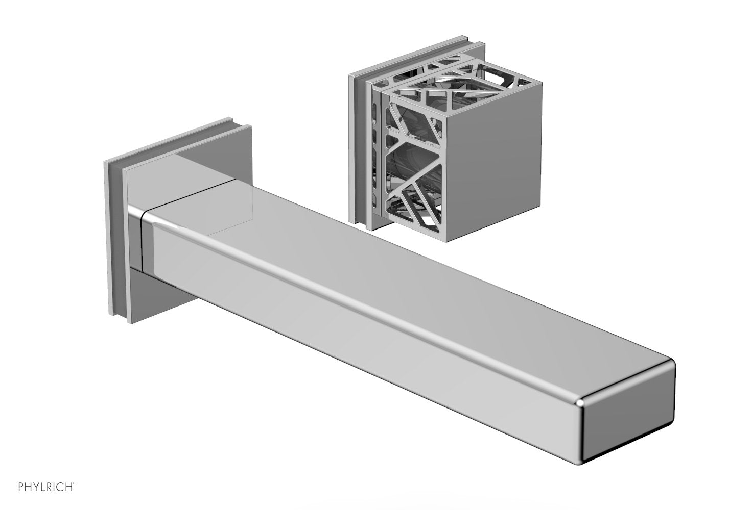 JOLIE Single Handle Wall Lavatory Set - Square Handle "Grey" Accents 222-16 — thumbnail 2