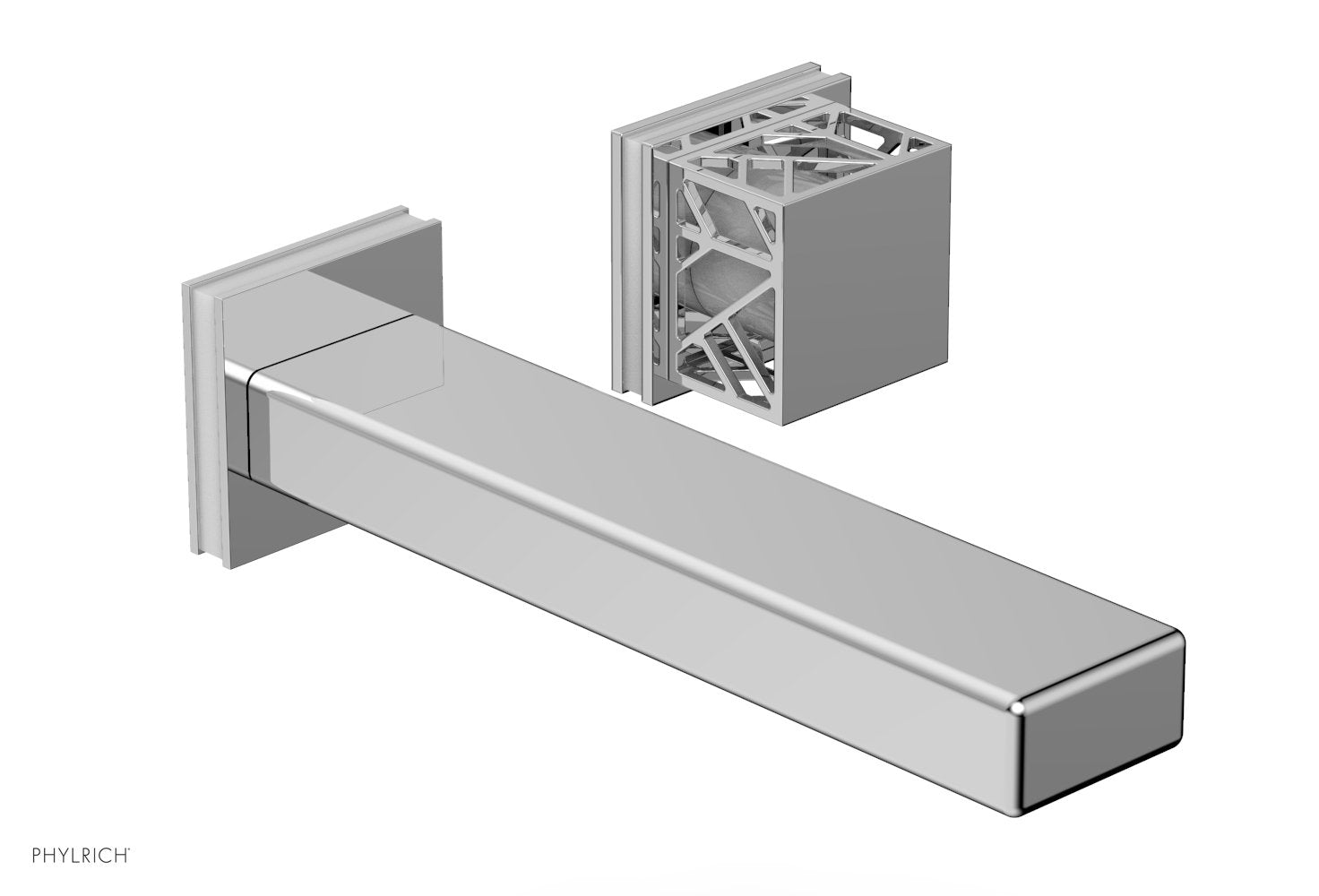 JOLIE Single Handle Wall Lavatory Set - Square Handle "White" Accents 222-16 — thumbnail 2