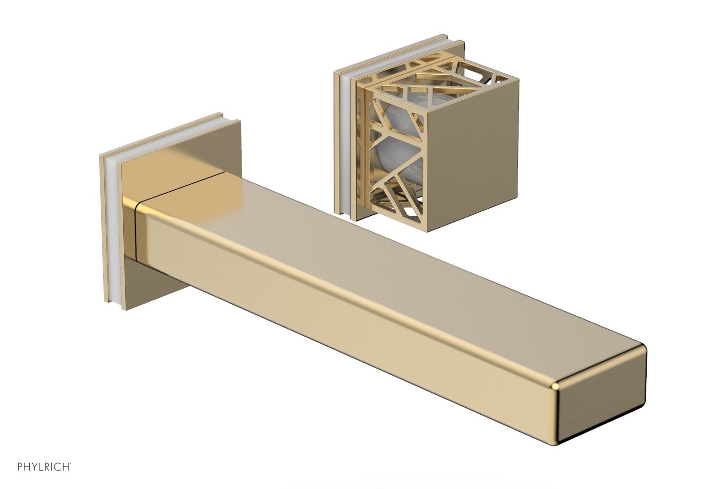 JOLIE Single Handle Wall Lavatory Set - Square Handle "White" Accents 222-16 — thumbnail 3