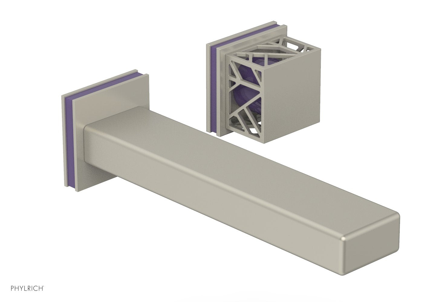 JOLIE Single Handle Wall Lavatory Set - Square Handle "Purple" Accents 222-16 — image 1