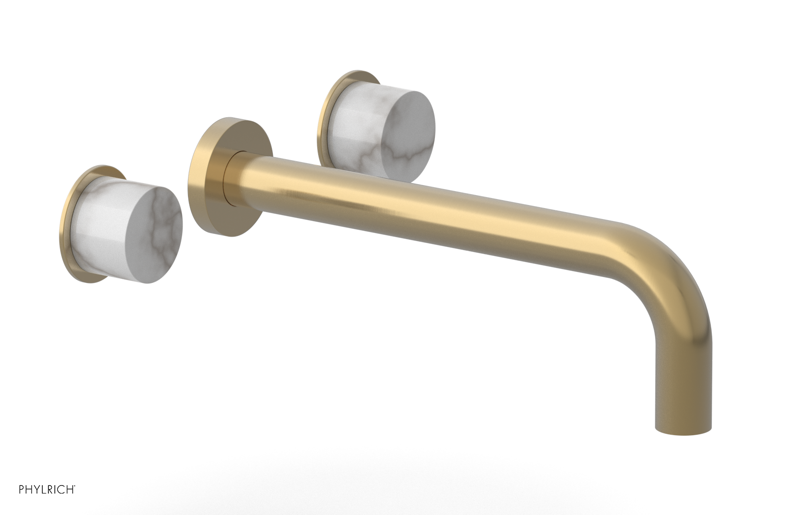 Basic II 10"  Wall Lavatory Set - White Marble Handles 230-13-10 — thumbnail 3