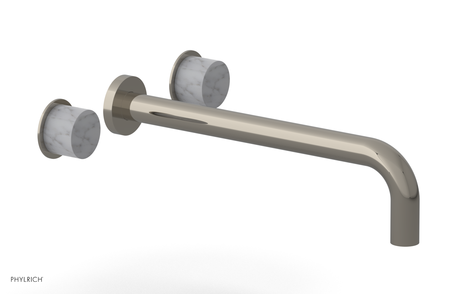 Basic II 12" Wall Lavatory Set - White Marble Handles 230-13-12