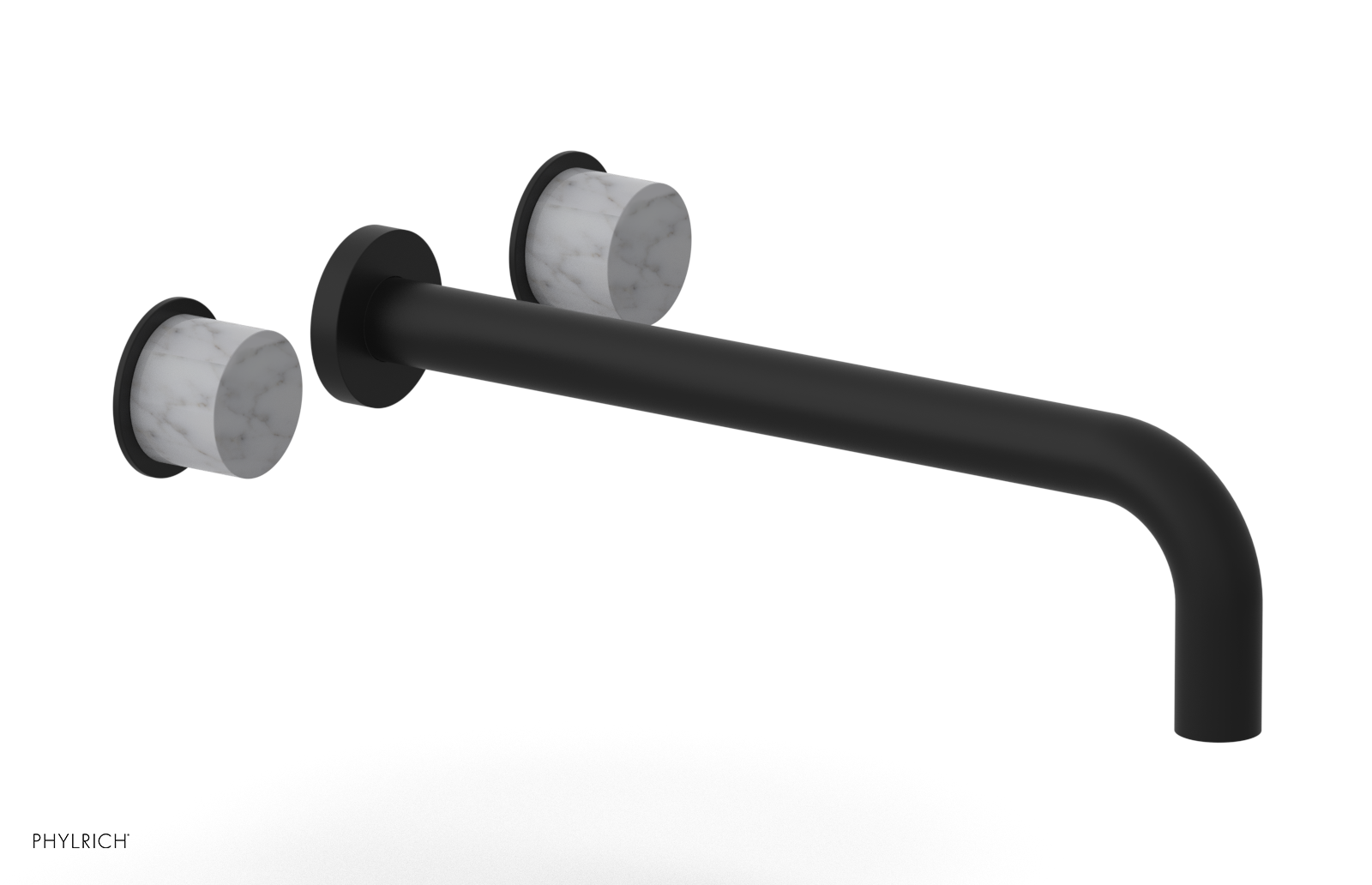 Basic II 12" Wall Lavatory Set - White Marble Handles 230-13-12