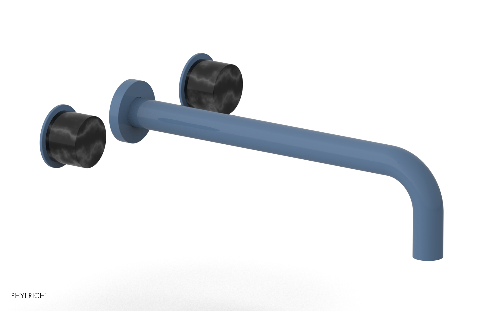 Basic II 12" Wall Lavatory Set - Black Marble Handles 230-13-12