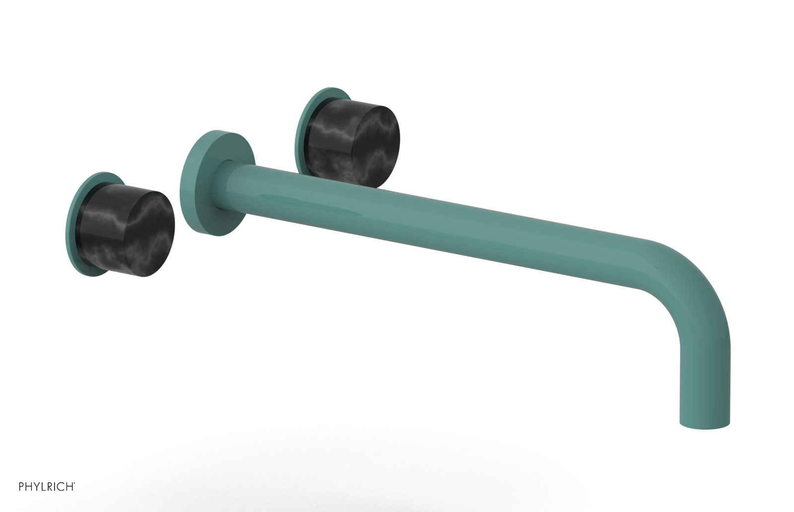 Basic II 12" Wall Lavatory Set - Black Marble Handles 230-13-12