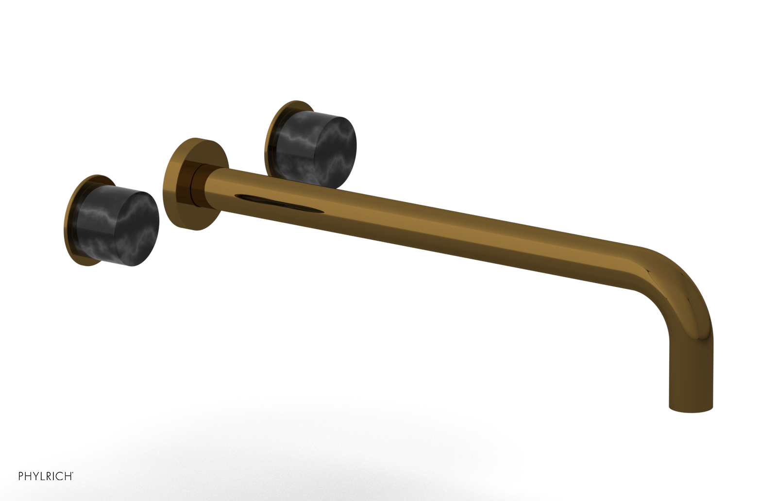 Basic II 14"  Wall Lavatory Set - Black Marble Handles 230-13-14 — image 1