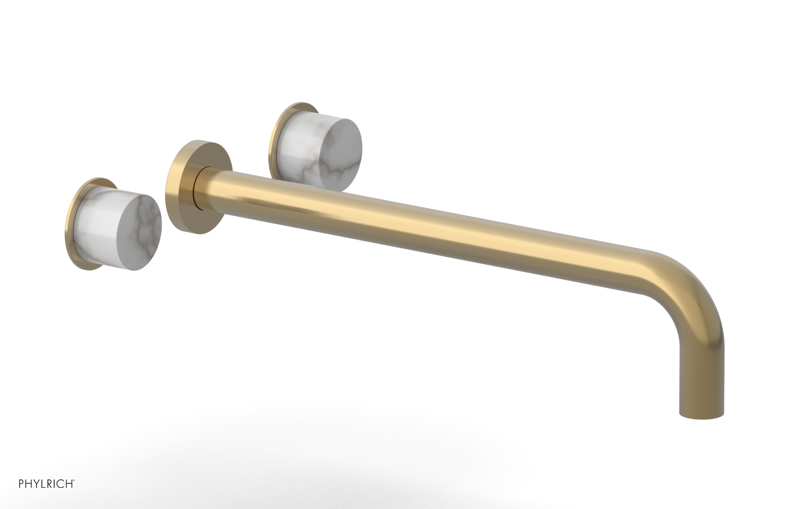 Basic II 14" Wall Lavatory Set - White Marble Handles 230-13-14