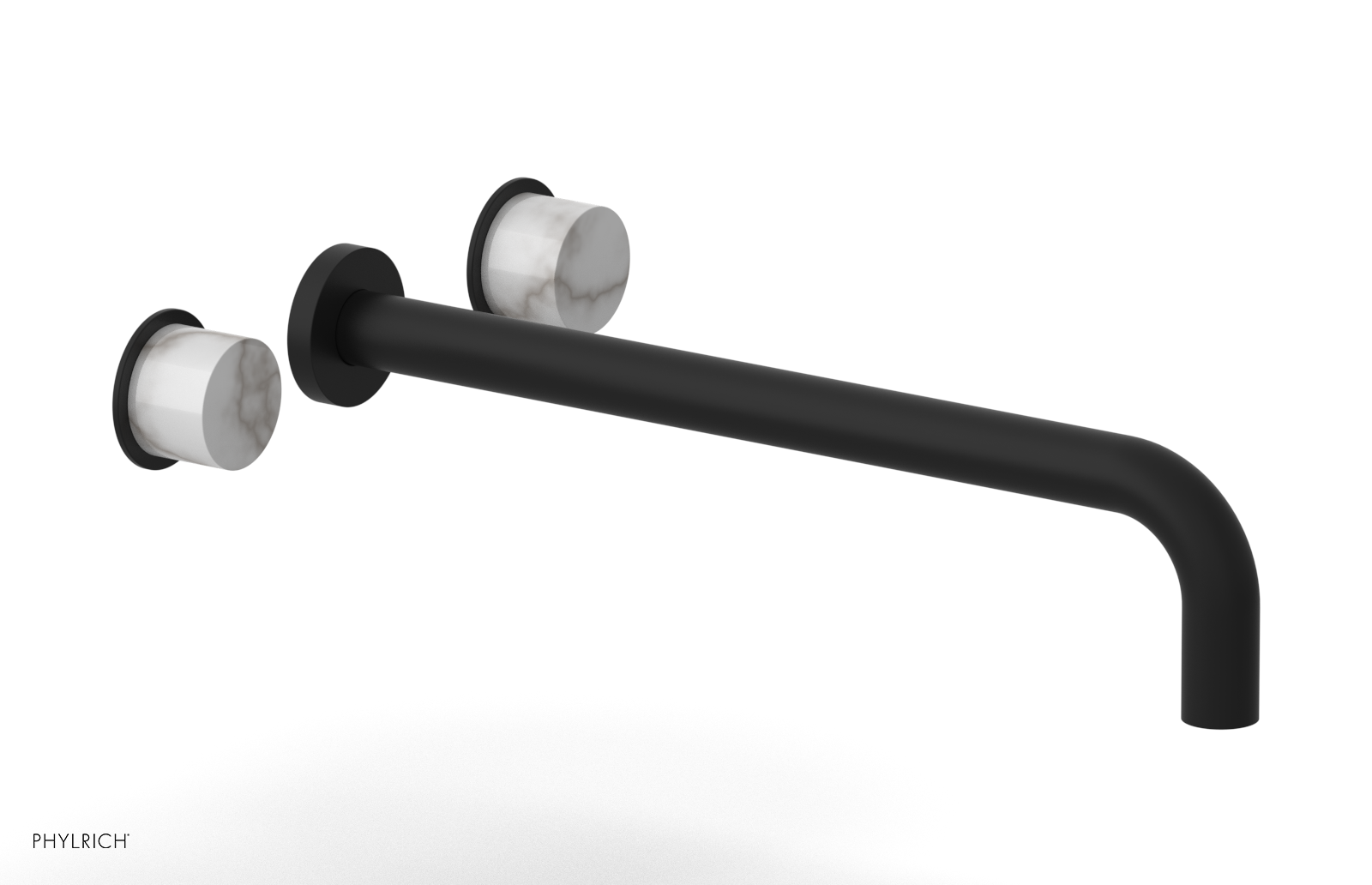 Basic II 14" Wall Lavatory Set - White Marble Handles 230-13-14 — image 1