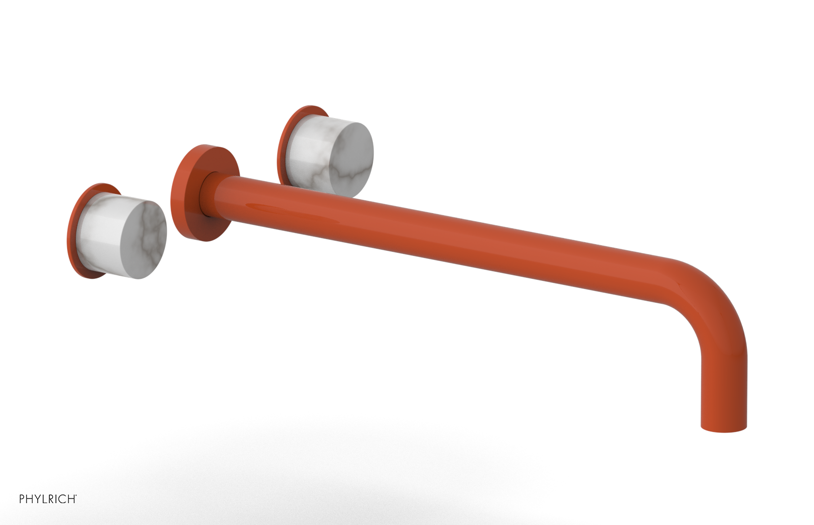 Basic II 14" Wall Lavatory Set - White Marble Handles 230-13-14