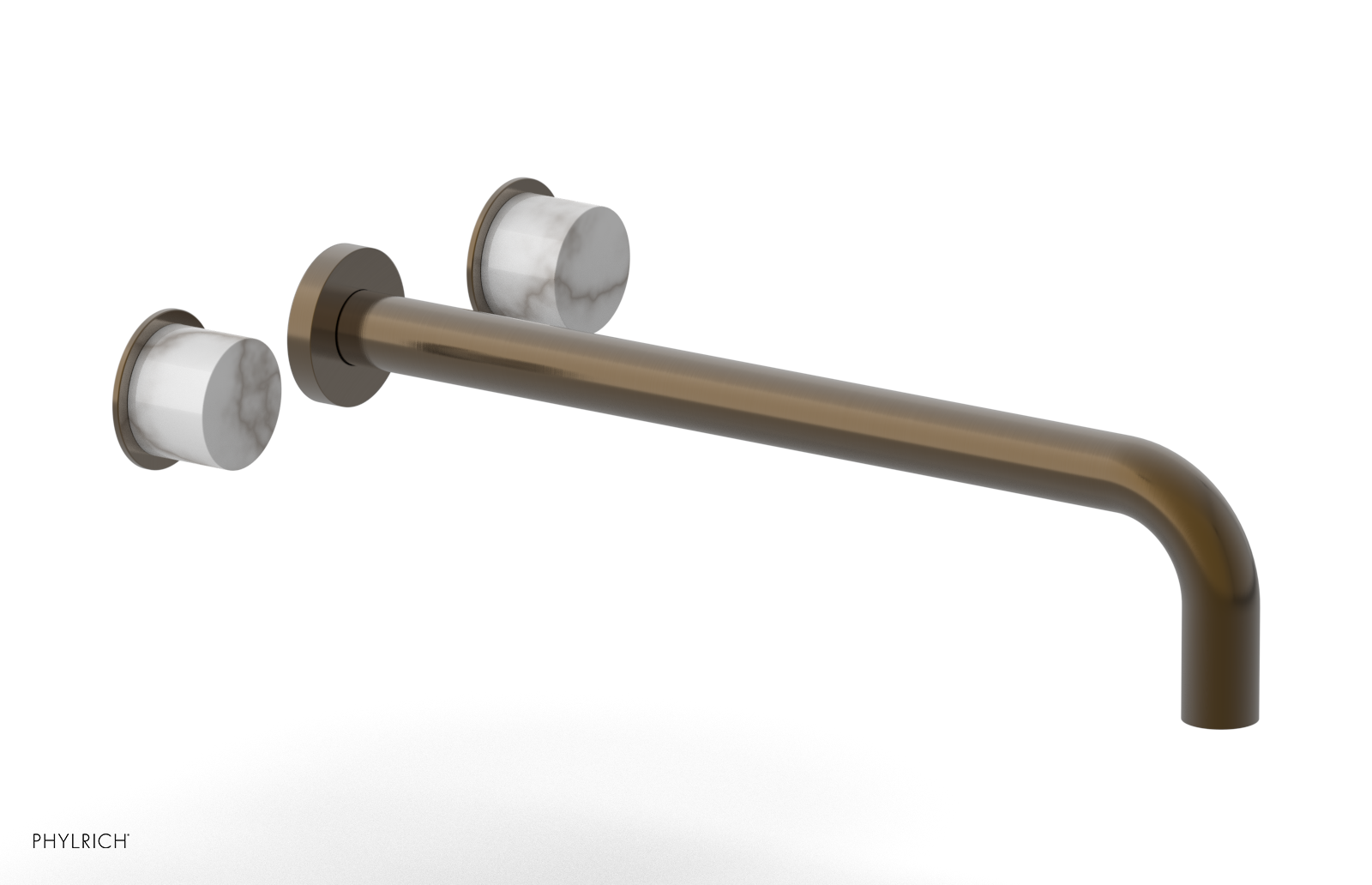 Basic II 14" Wall Lavatory Set - White Marble Handles 230-13-14