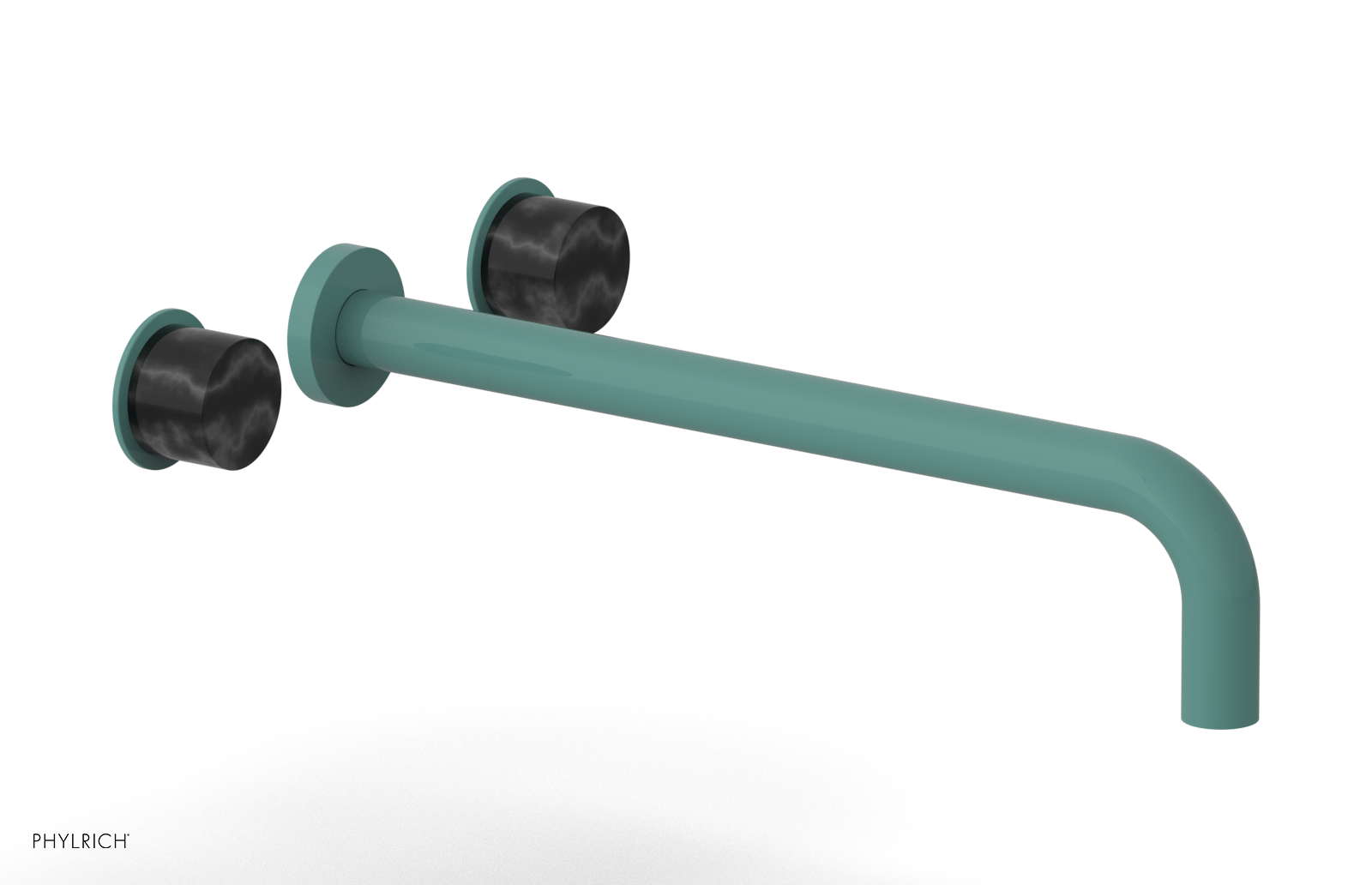 Basic II 14"  Wall Lavatory Set - Black Marble Handles 230-13-14 — image 1