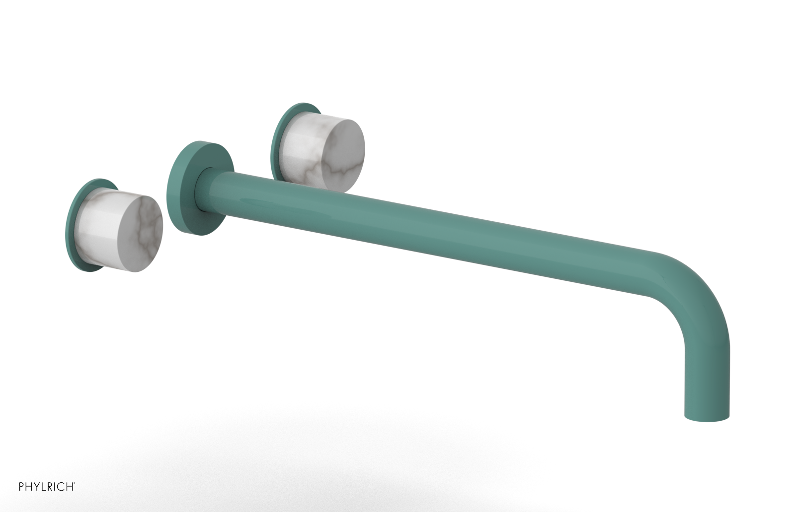 Basic II 14"  Wall Lavatory Set - White Marble Handles 230-13-14 — image 1