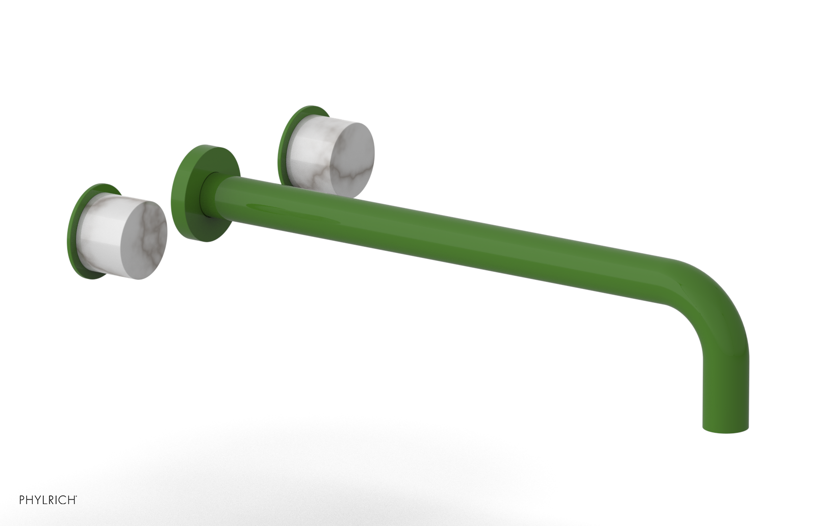 Basic II 14" Wall Lavatory Set - White Marble Handles 230-13-14