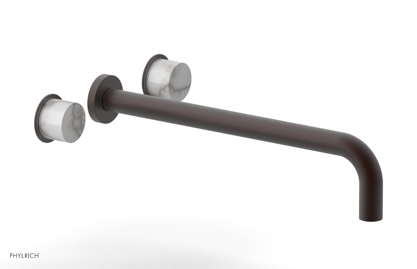 Basic II 14" Wall Lavatory Set - White Marble Handles 230-13-14