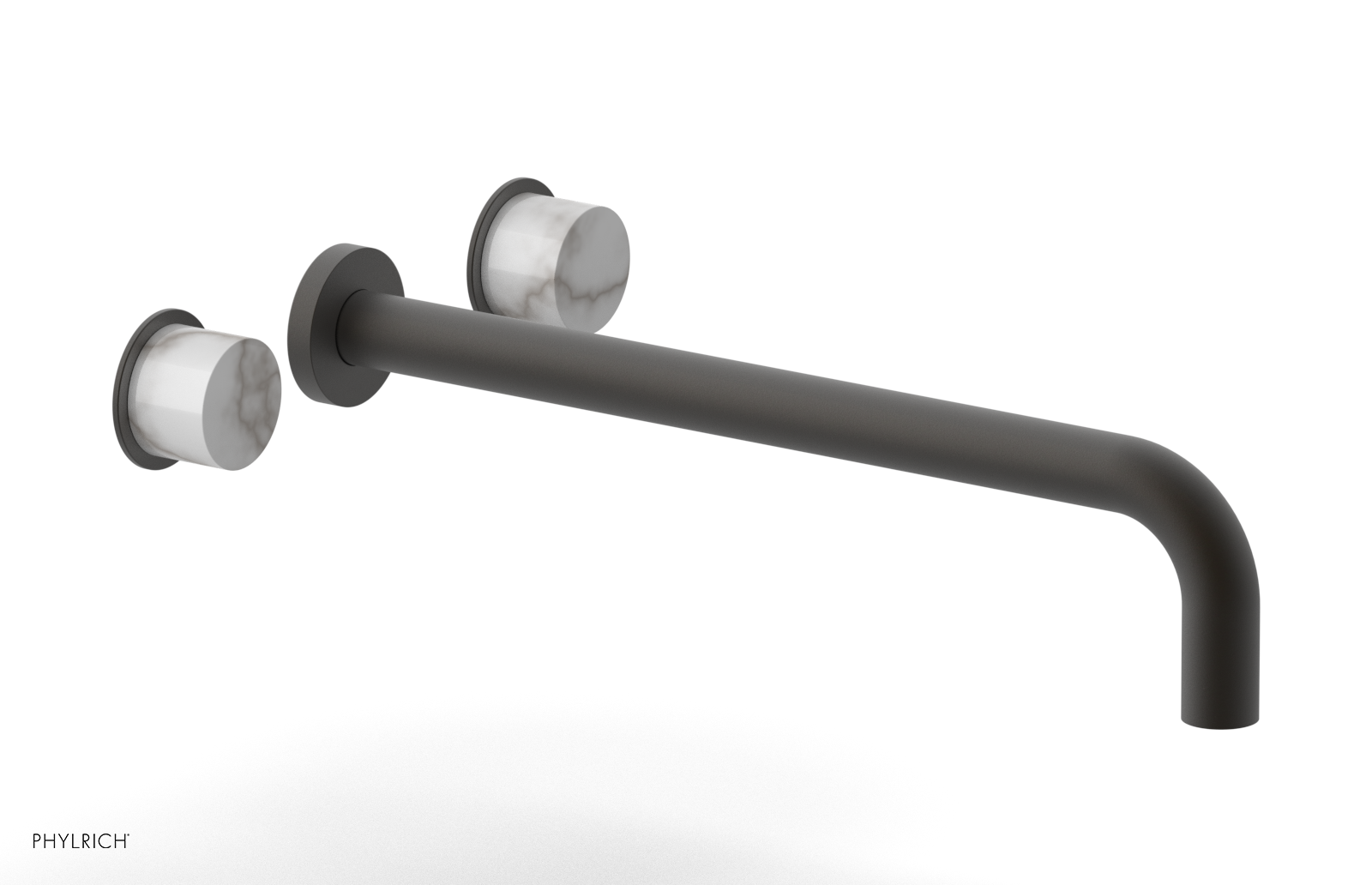 Basic II 14" Wall Lavatory Set - White Marble Handles 230-13-14