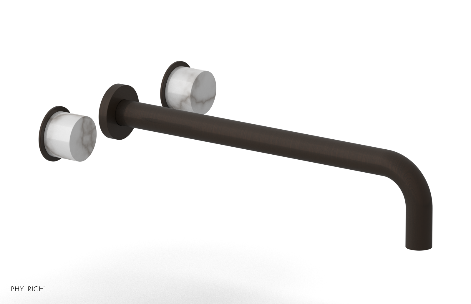 Basic II 14" Wall Lavatory Set - White Marble Handles 230-13-14